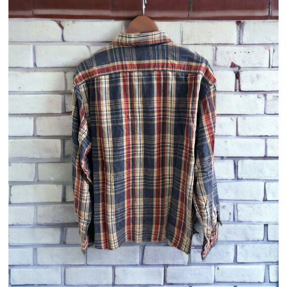 J.Crew‎ Button Down Shirt Men SIZE XL Slim Multicolor Plaid Cotton RED BLUE TAN - Picture 2 of 3